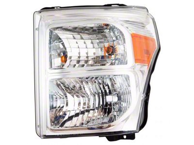 Headlight; Chrome Housing; Clear Lens; Driver Side (11-16 F-250 Super Duty)