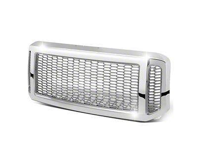 Honeycomb Mesh Style Upper Replacement Grille; Chrome (05-07 F-250 Super Duty)