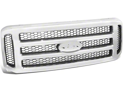 Honeycomb Mesh Style Upper Replacement Grille; Chrome (05-07 F-250 Super Duty)
