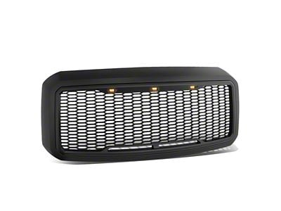 Honeycomb Mesh Style Upper Replacement Grille with LED DRL Light; Black (11-16 F-250 Super Duty)