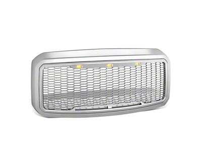 Honeycomb Mesh Style Upper Replacement Grille with LED DRL Light; Chrome (11-16 F-250 Super Duty)