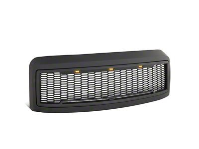 Honeycomb Mesh Style Upper Replacement Grille with LED DRL Light; Matte Black (08-10 F-250 Super Duty)