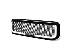 Honeycomb Mesh Style Upper Replacement Grille with LED DRL Lights; Black (99-04 F-250 Super Duty)