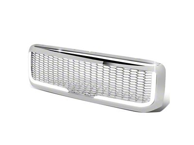 Honeycomb Mesh Style Upper Replacement Grille with LED DRL Lights; Chrome (99-04 F-250 Super Duty)