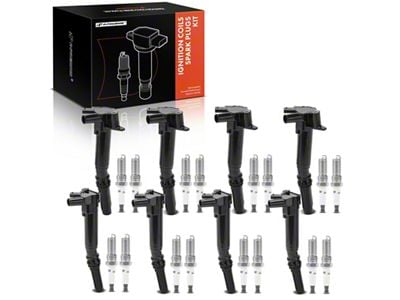 Ignition Coil Set with Iridium Spark Plugs; Black (18-20 6.2L F-250 Super Duty)
