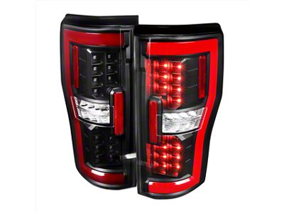 LED Bar Tail Lights; Matte Black Housing; Clear Lens (17-19 F-250 Super Duty w/ Factory Halogen Non-BLIS Tail Lights)