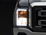 LED C-Bar Factory Style Headlights; Matte Black Housing; Clear Lens (11-16 F-250 Super Duty)