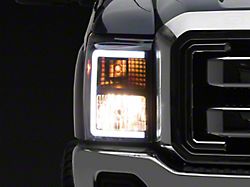LED C-Bar Factory Style Headlights; Matte Black Housing; Clear Lens (11-16 F-250 Super Duty)