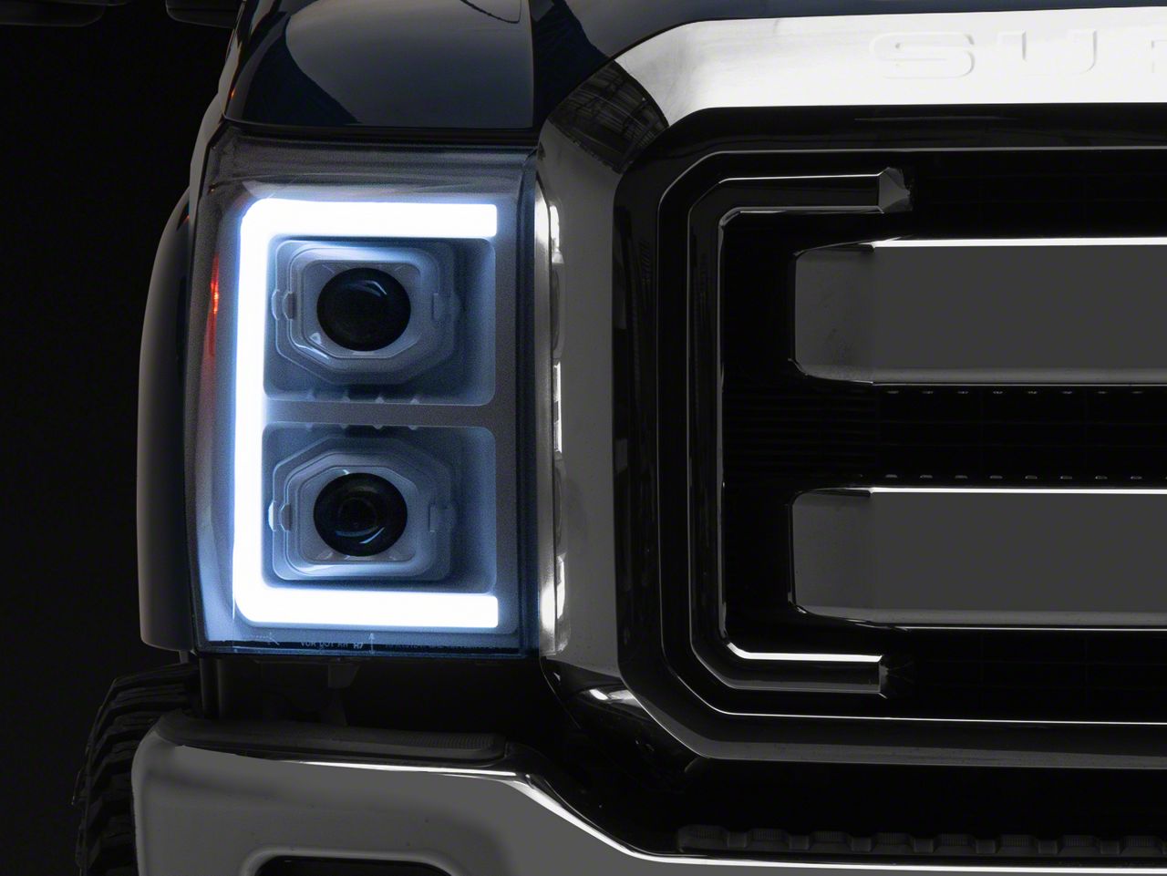 Speed Daddy Headlight Housing + Clear Corner + H13 HID Fan LED – For 2011-2016 Super Duty, Chrome