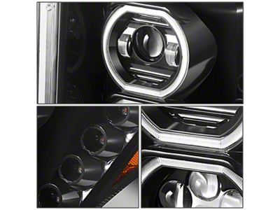 LED DRL Halo Projector Headlights; Black Housing; Clear Lens (11-16 F-250 Super Duty)