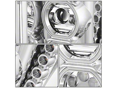 LED DRL Halo Projector Headlights; Chrome Housing; Clear Lens (11-16 F-250 Super Duty)