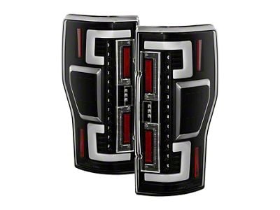 LED Tail Lights; Black Housing; Clear Lens (20-22 F-250 Super Duty w/ Factory LED BLIS Tail Lights)