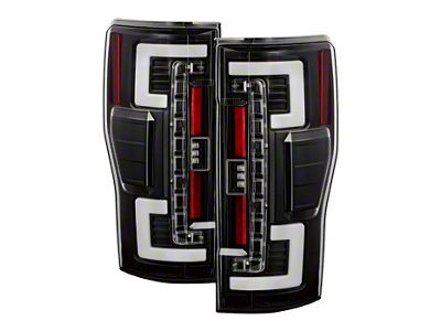 LED Tail Lights; Black Housing; Clear Lens (17-18 F-250 Super Duty w/ Factory LED BLIS Tail Lights)