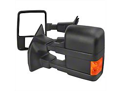 Manual Adjustable and Extendable Towing Mirrors with Amber LED Turn Signals; Black (99-16 F-250 Super Duty w/o Ambient Air Temperature Sensor)