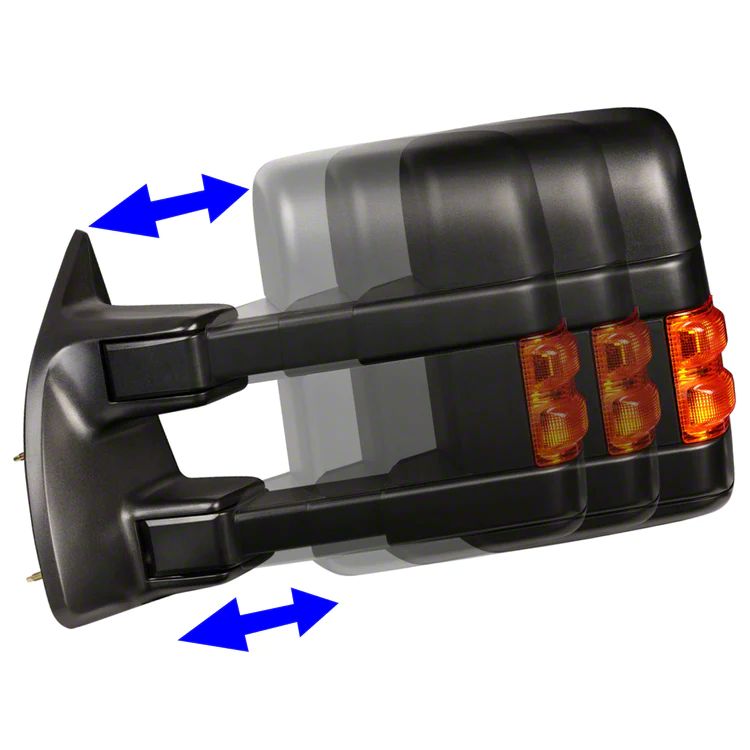 Speed Daddy Pair Manual Towing Mirrors – Ford Super Duty 2008-2016 – Chrome W/ LED Turn Signal