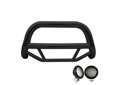 Max Bull Bar with 5.30-Inch Black Round Flood LED Lights; Black (99-07 F-250 Super Duty)