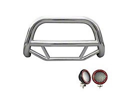 Max Bull Bar with 5.30-Inch Red Round Flood LED Lights; Stainless Steel (99-07 F-250 Super Duty)