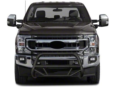 Max T Bull Bar with 5.30-Inch Black Round Flood LED Lights; Textured Black (17-22 F-250 Super Duty)