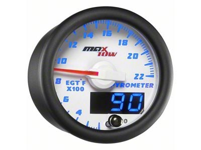 MaxTow 2200 Degree Exhaust Gas Temperature Gauge; White and Blue (Universal; Some Adaptation May Be Required)
