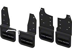 No-Drill Mud Flaps with Black Anodized Gray Tremor Logo; Front and Rear (23-26 F-250 Super Duty)