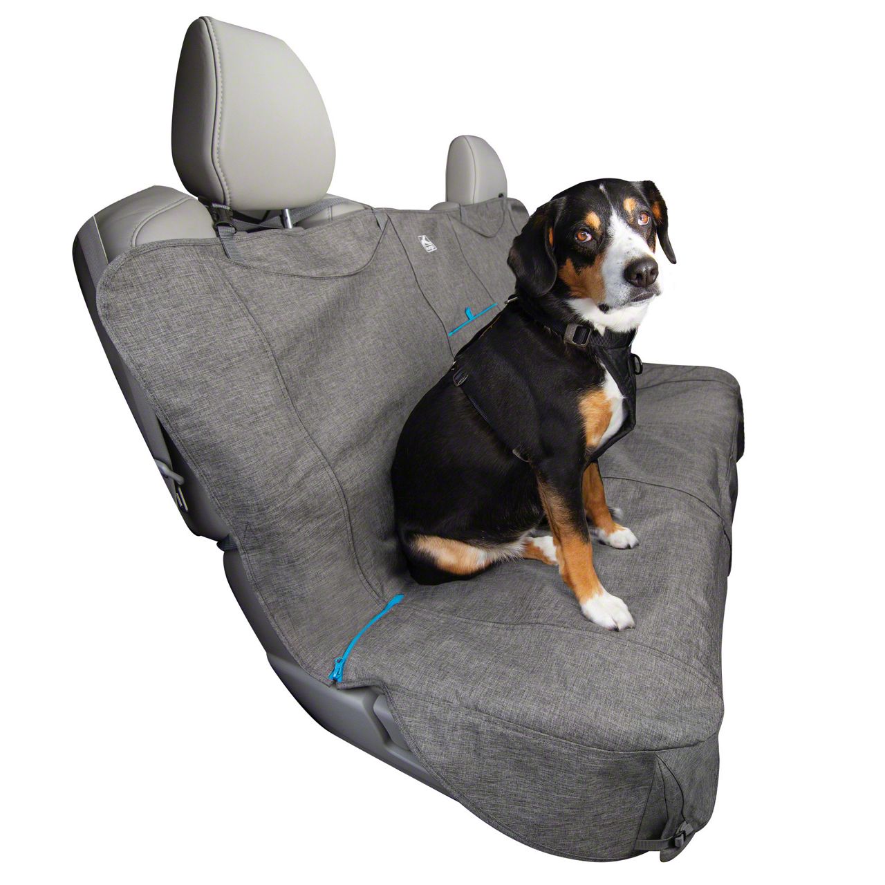 F250 Super Duty NoSlip Grip Bench Seat Cover; Heather Grey/Coastal Blue Free Shipping