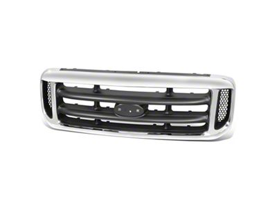 OE Style Upper Replacement Grille; Chrome/Gray (99-04 F-250 Super Duty, Excluding King Ranch)