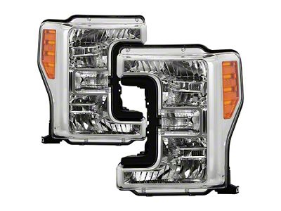 OEM Style Headlight; Chrome Housing; Clear Lens; Passenger Side (17-19 F-250 Super Duty w/ Factory Halogen Headlights)