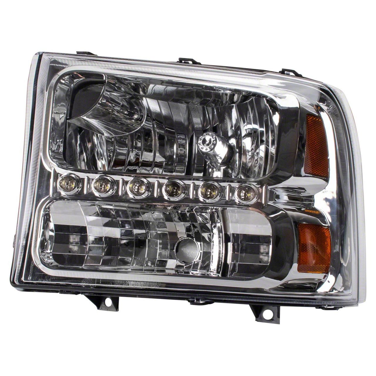 Bryght Chrome Housing Clear Corner Headlights For 99-04 Ford F250 F350 Super Duty