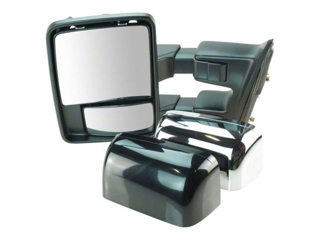 Powered Heated Manual Folding Towing Mirrors with Black and Chrome Caps (11-13 F-250 Super Duty)