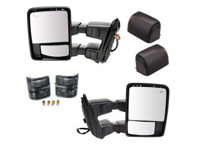 Powered Heated Memory Power Folding Towing Mirrors; Textured Black (08-10 F-250 Super Duty w/o Memory Mirrors)
