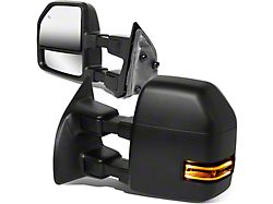 Powered Heated Towing Mirrors with Amber LED Signals; Black (99-07 F-250 Super Duty)