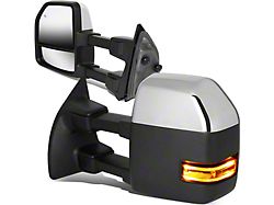 Powered Heated Towing Mirrors with Amber LED Signals; Chrome (99-07 F-250 Super Duty)