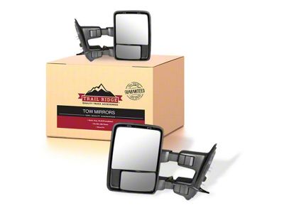 Powered Heated Towing Mirrors with Turn Signal; Chrome and Black (03-07 F-250 Super Duty)