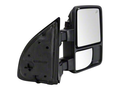 Powered Heated Towing Mirrors with Turn Signal, Temperature Sensor and Black and Chrome Caps; Passenger Side (11-12 F-250 Super Duty)
