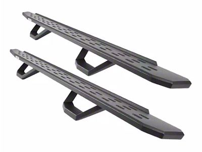 Go Rhino RB30 Running Boards with Drop Steps; Textured Black (17-24 F-250 Super Duty SuperCrew)