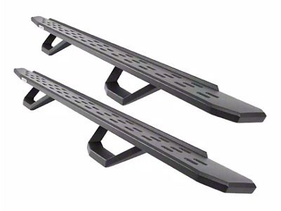 Go Rhino RB30 Running Boards with Drop Steps; Textured Black (17-25 F-250 Super Duty SuperCrew)