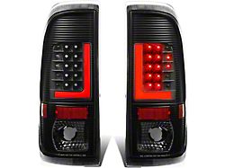 Red L-Bar LED Tail Lights; Black Housing; Clear Lens (11-16 F-250 Super Duty)