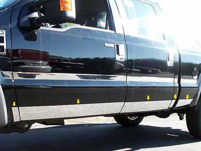 Rocker Panel Trim; Lower Kit; Stainless Steel (08-10 F-250 Super Duty SuperCab w/ 6-3/4-Foot Bed & w/o OE Fender Flares)