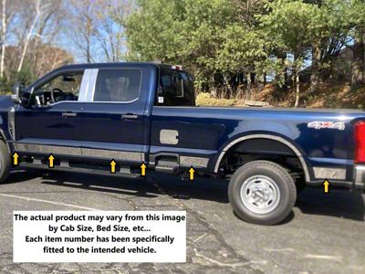 Rocker Panel Trim; Upper Kit; Stainless Steel (23-25 F-250 Super Duty SuperCab w/ 6-3/4-Foot Bed)