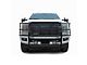 Rugged Heavy Duty Grille Guard with 5.30-Inch Black Round Flood LED Lights; Black (17-22 F-250 Super Duty)