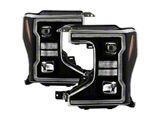 Signature Series Crystal Light Bar Projector Headlights; Black Housing; Clear Lens (20-22 F-250 Super Duty w/ Factory Halogen Headlights)