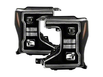 Signature Series Crystal Light Bar Projector Headlights; Black Housing; Clear Lens (20-22 F-250 Super Duty w/ Factory Halogen Headlights)