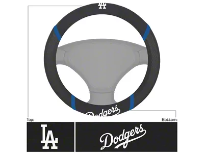 Steering Wheel Cover with Los Angeles Dodgers Logo; Black (Universal; Some Adaptation May Be Required)