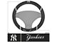 Steering Wheel Cover with New York Yankees Logo; Black (Universal; Some Adaptation May Be Required)