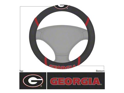 Steering Wheel Cover with University of Georgia Logo; Black (Universal; Some Adaptation May Be Required)