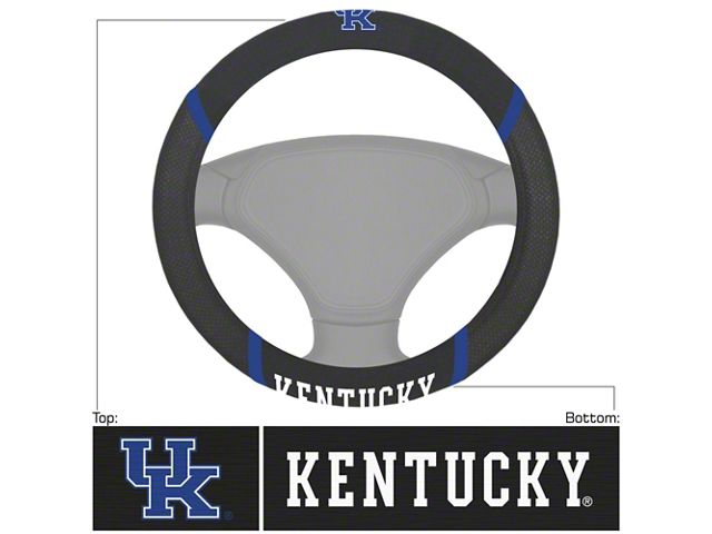 Steering Wheel Cover with University of Kentucky Logo; Black (Universal; Some Adaptation May Be Required)