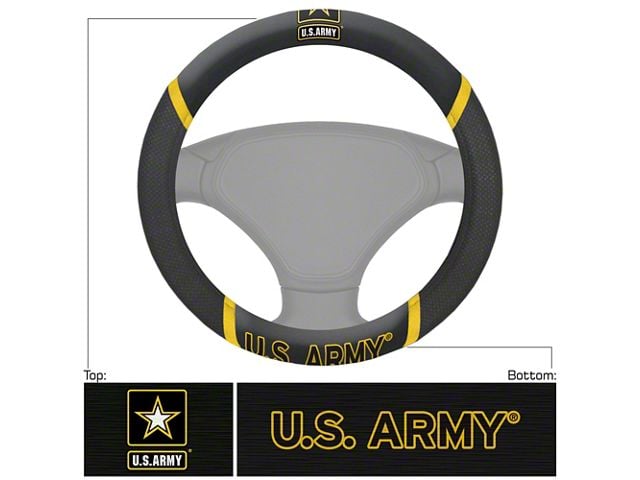 Steering Wheel Cover with U.S. Army Logo; Black (Universal; Some Adaptation May Be Required)