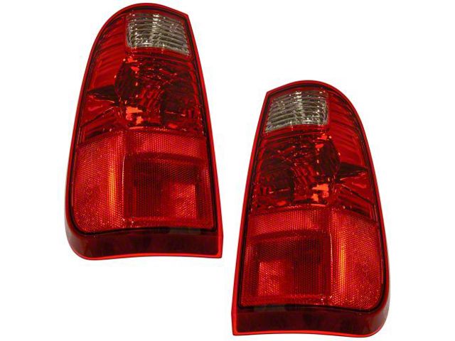Tail Lights; Chrome Housing; Red Lens (11-16 F-250 Super Duty w/ Factory Halogen Tail Lights)
