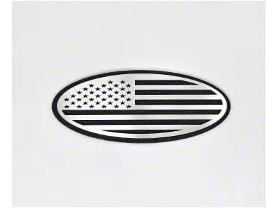 Tailgate Emblem; Black Base with Brushed American Flag Top Plate (99-07 F-250 Super Duty)