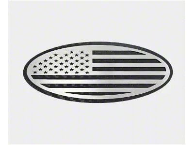 Tailgate Emblem; Carbon Fiber Base with Brushed American Flag Top Plate (99-07 F-250 Super Duty)